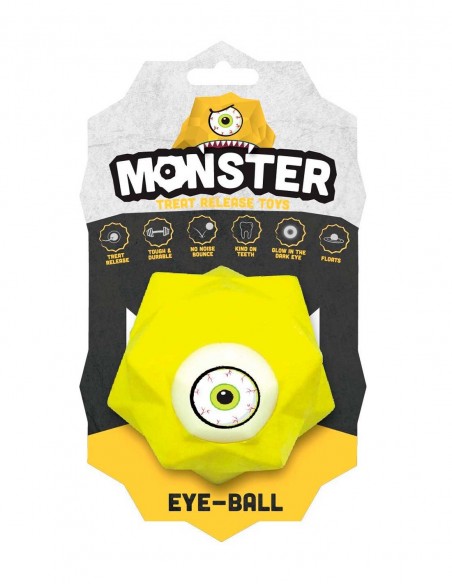 MONSTER Pelota para Rellenar AMARILLO Ø9,5cm - Para Perros