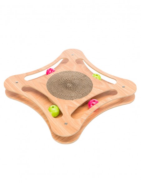 Rascador Interactivo con Tabla C de Madera - Para Gatos