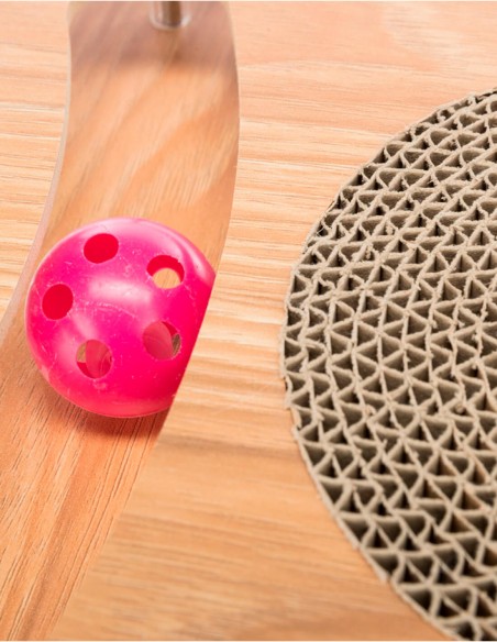 Rascador Interactivo con Tabla C de Madera - Para Gatos