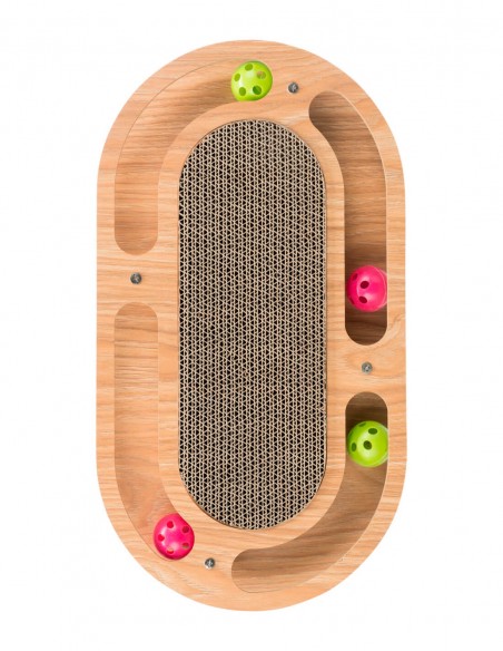 Rascador Interactivo con Tabla V de Madera - Para Gatos