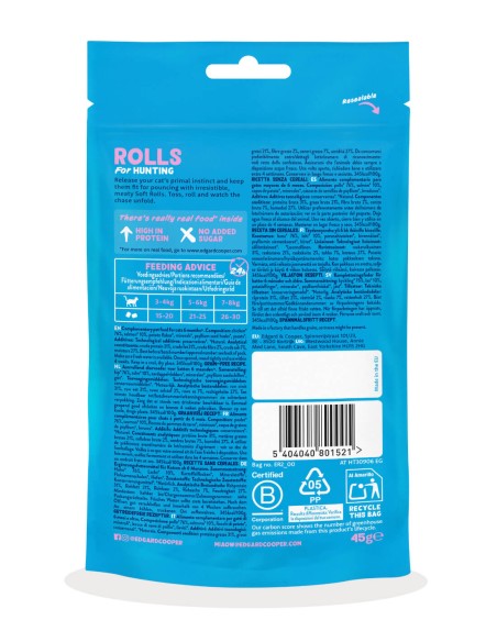 Edgard & Cooper Rollitos de Salmón y Pollo 45g - Snacks para Gatos