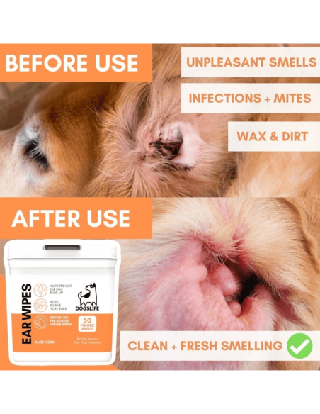 DogsLife Toallitas para Orejas - Para Perros