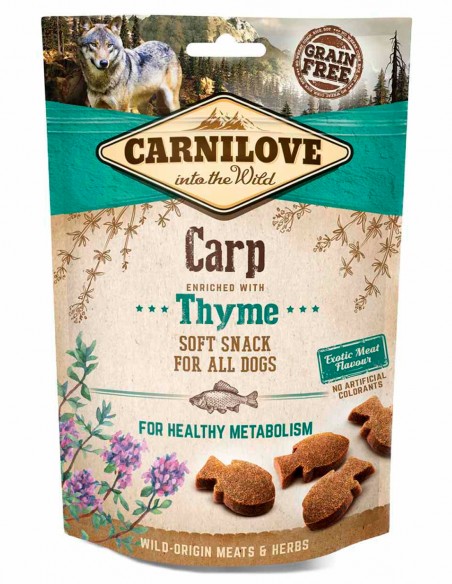 CARNILOVE Carpa y Tomillo 200g -  Snack Semihúmedo para Perros