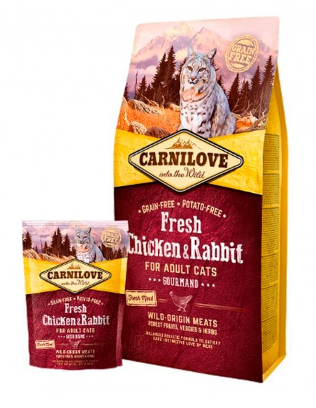 CARNILOVE Pollo y Conejo 2kg - Pienso para Gatos