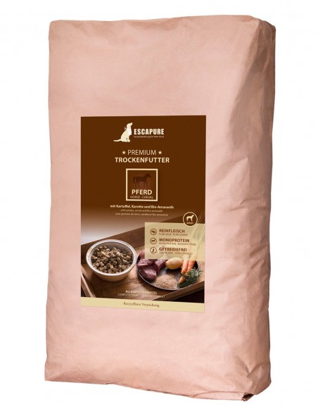 ESCAPURE Pienso Natural de Caballo 12 Kg - Para Perros