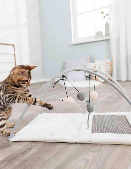 Alfombra Rascadora con Juguetes - Para Gatos