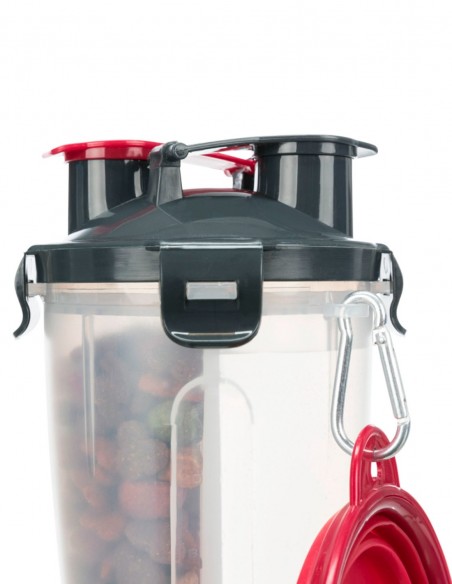 Recipiente comida y agua con comedero para viajes Trixie