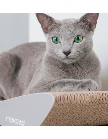 Rascador Tobi Elegante de Cartón GRIS - Juguete para Gatos