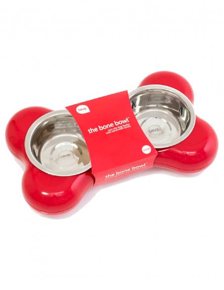 KIWI WALKER Comedero BONE Doble de acero - Para Perros