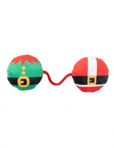 FuzzYard Xmas Cat Toy - Elf & Santa Bellies Rope