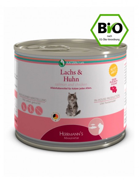 HERRMANN'S Salmón y Pollo 200g - Comida húmeda BIO para Gatos
