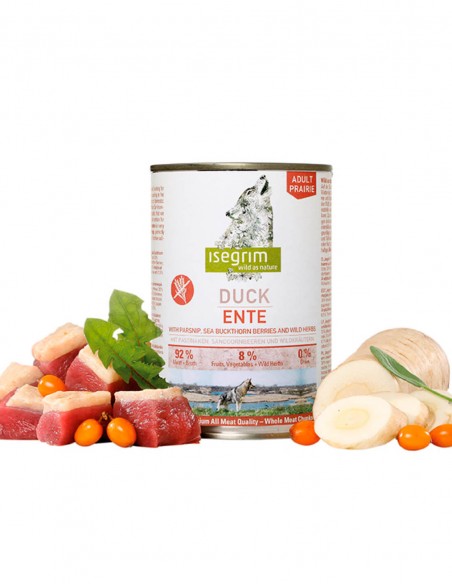 ISEGRIM Pato, Chirivia y Bayas 400g - Comida Húmeda para Perros