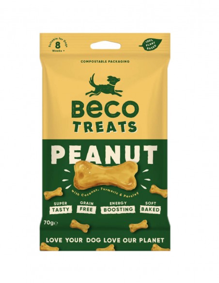 BECO Cacahuete, Coco y Cúrcuma 70g - Snack Para Perros
